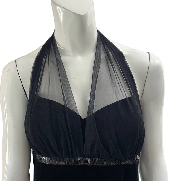 BLONDIE NITES Dress Womens 13 Black Midi Halter Stretchy Cocktail Holiday LBD - Picture 5 of 8